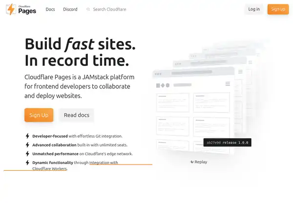 Screenshot: Cloudflare Pages Webseite